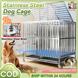 Dog Cage Stainless Steel Dog Crate Pet Cage Skylight Door With Wheels Load capacity 100KG
