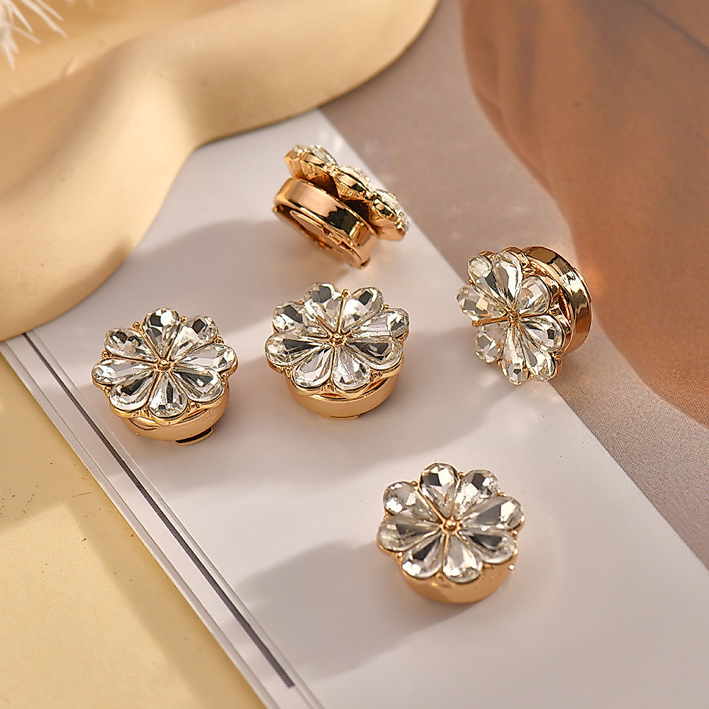 สไตล์ใหม่/สไตล์เดียวกันดอกไม้ Rhinestone Cufflinks ยุโรปอเมริกันแฟชั่นเสื้อ Cufflinks คอปุ่มสุภาพสตร
