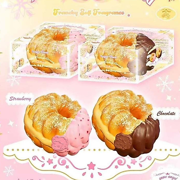 (ของแท้/มือ1) Lisa Angel French Bread Squishy สกุชชี่ลิซ่า โดนัทชิ้นใหญ่ หอมช็อกโกแลต สตรอว์เบอร์รี่