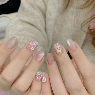 สติ๊กเกอร์ติดเล็บใหม่ดอกไม้ป่าฤดูใบไม้ผลิที่มีสีสันสติกเกอร์บรรเทาเล็บภาพสีน้ํามันโรแมนติกสดที่เรียบง่ายและน่ารักสติ๊กเกอร์ติดเล็บขายส