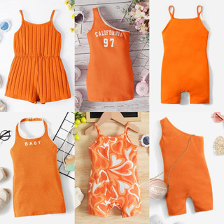 (0-3 YEARS) Authentic Orange Baby Dress Jumpsuit Romper High Quality Kids OOTD Fashion Party Dress