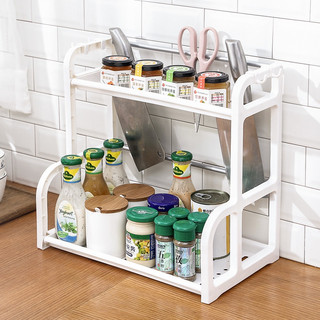 Plastic Double Kitchen Shelf Home Storage Organiser Seasoning Storage Shelf multi-layer Kitchen rack