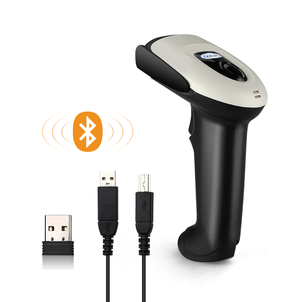 Evnvn บลูทูธ 2.4GHz ไร้สายการเชื่อมต่อแบบมีสายมือถือ 1D Bar Code Reader CCD Barcode Scanner