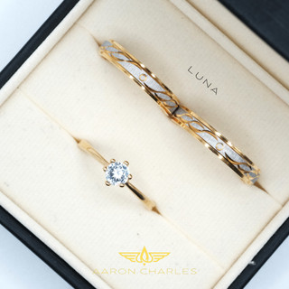 [AC] 3 in 1- Free Engraved Name Wedding Rings with Free Engagement Ring Set - Luna ✨