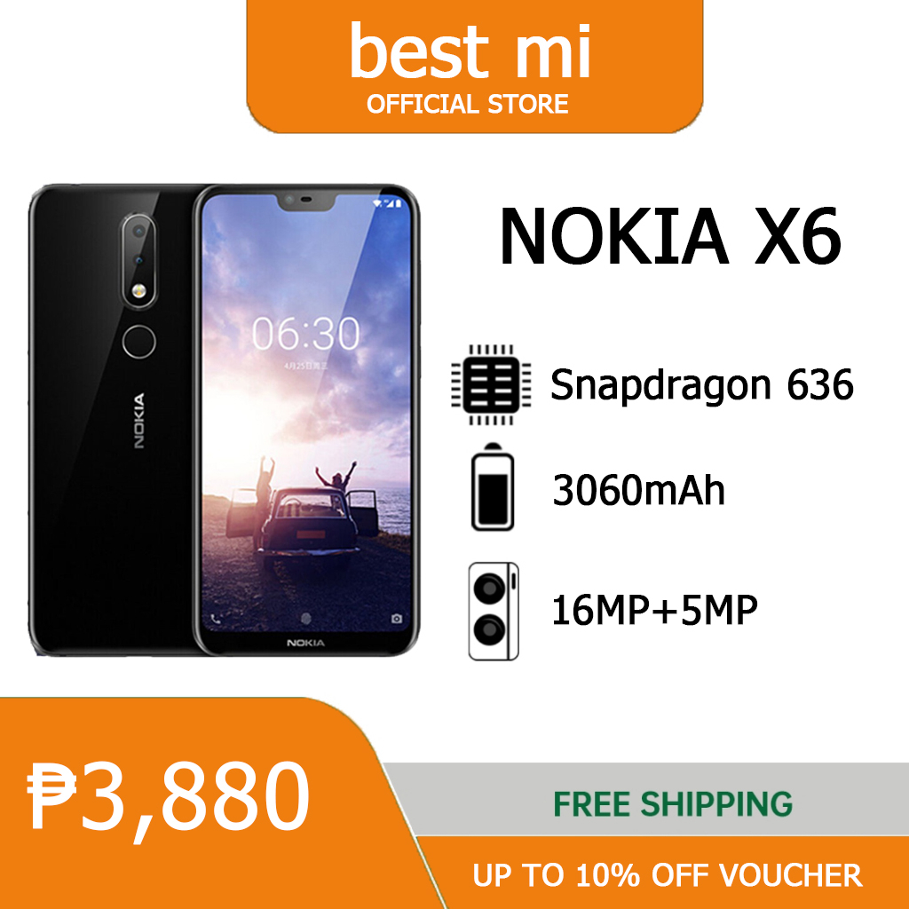 สมาร์ทโฟน nokia X6 nokia 6.1 Plus Octa-core 5.8··6GB RAM 64GB ROM nokia Phone LTE 16MP 2160P 2 SIM ปลดล็อกด้วยลายนิ้วมือ