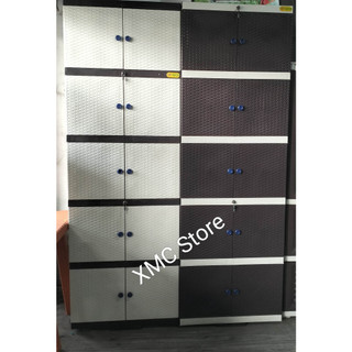 HT 5Layer Rattan Cabinet Coffee & White W/Two Lock Assembled