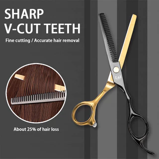 440C Salon ตัดผมกรรไกร 6 นิ้ว HairCut กรรไกรแบน + ฟันกรรไกรผม Stlying เครื่องมือ