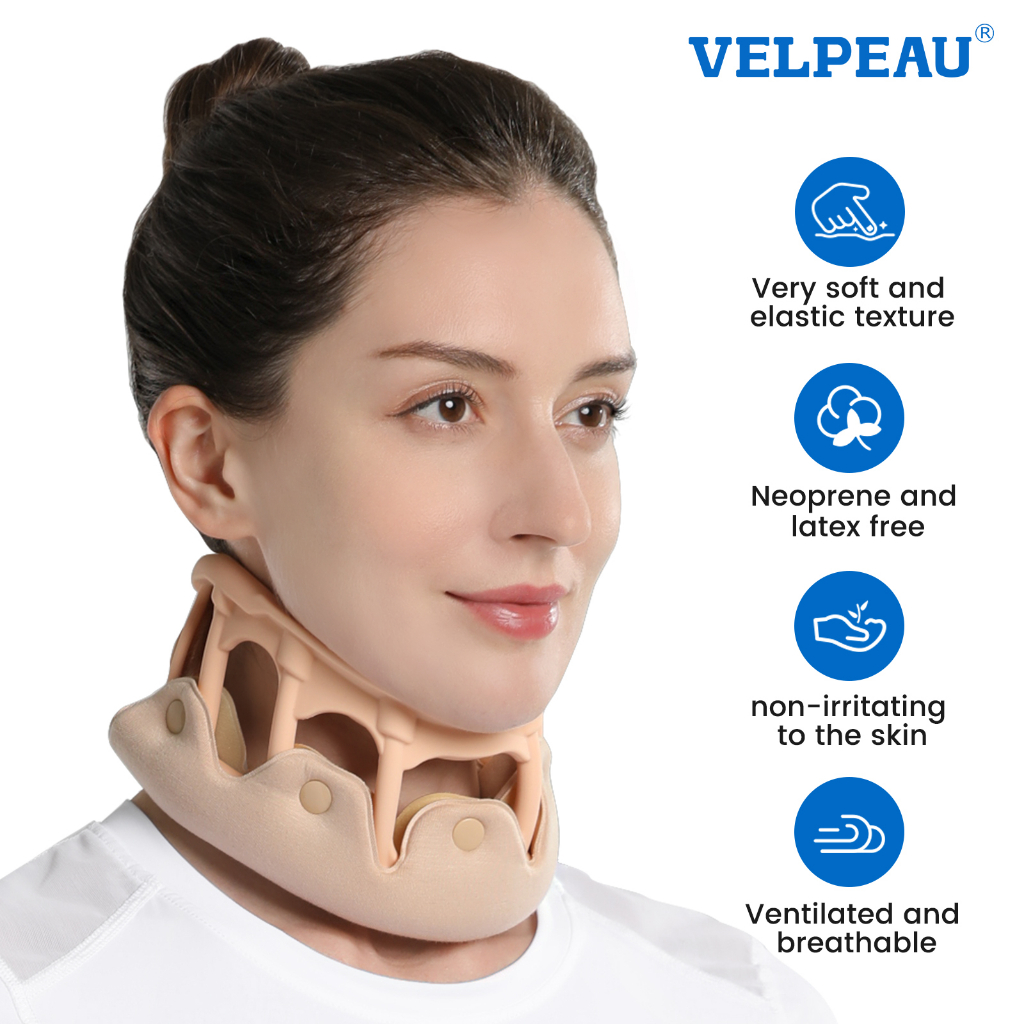VELPEAU รั้งคอ-ซิลิโคนปากมดลูกคอสนับสนุนสําหรับอาการปวดคอ-นุ่มระบายอากาศกระดูกสันหลัง แส้ ห่อ จัดตําแหน่ง, อาการสั่นและบรรเทาความดันในกระดูกสันหลังสําหรับผู้หญิงและผู