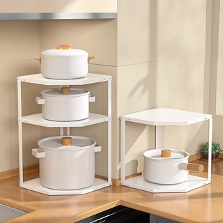 Corner Pot Storage Rack For Kitchen Organization & Storage，Pan & Pot Rack For Countertop Organizer