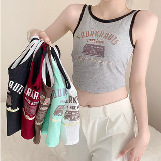 Anthony #8844 Korean version of the new letter halter vest short dress on the chest pad