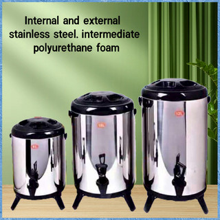 Milk tea bucket 8L/10L/12L Stainless steel double insulated bucket milk tea juice pot with faucet