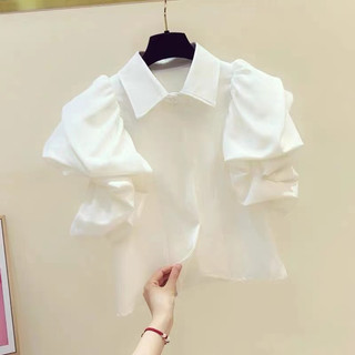 AS ELEGANT NEW ARRIVAL New design puff sleeve with button for women 6282
