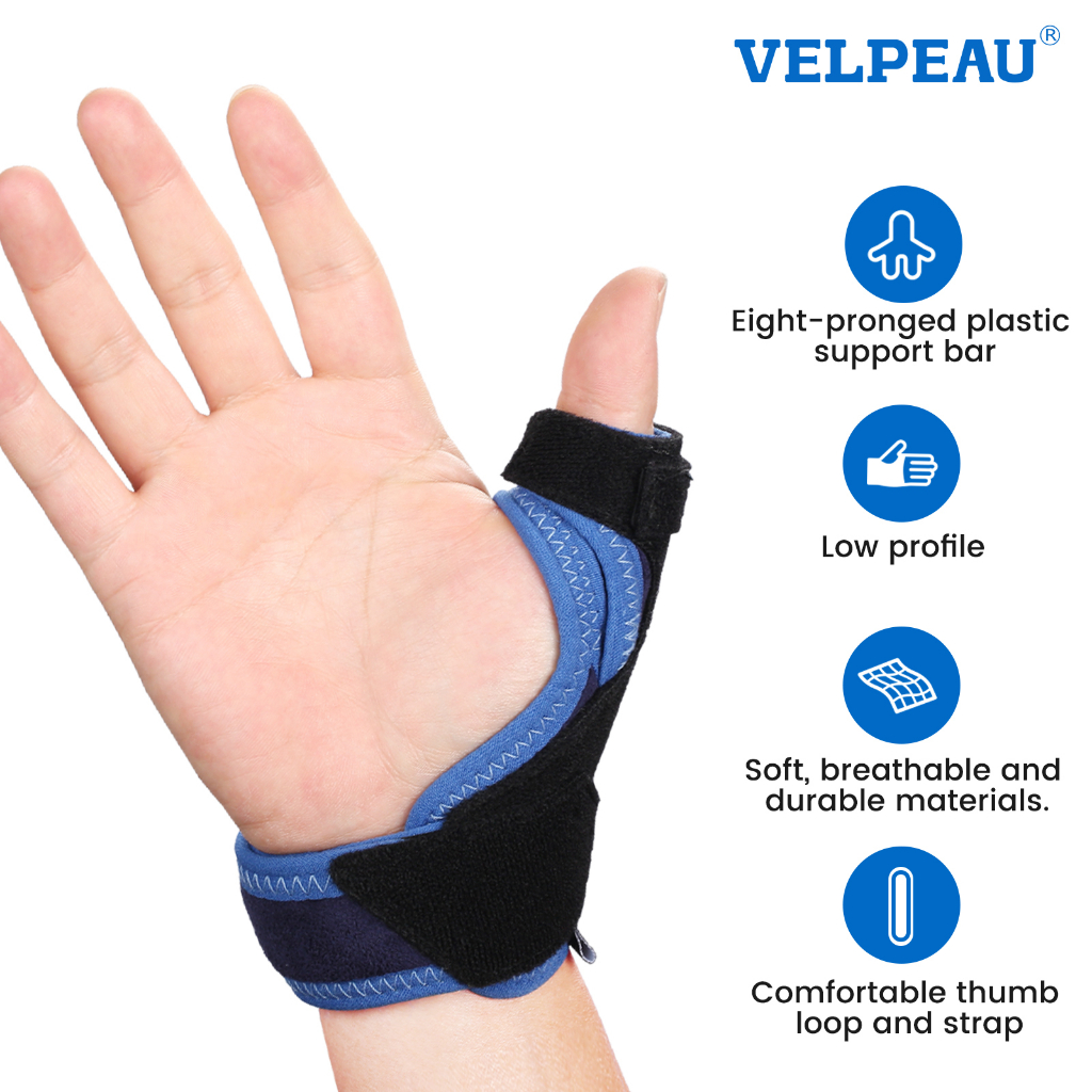 VELPEAU Thumb Support Brace - CMC Joint Thumb Spica Splint สําหรับบรรเทาอาการปวด โรคข้ออักเสบ Tendonitis แพลง ความเครียด อุโมงค์ Carpal & Trigger Thumb Immobilizizer สายรัดข้อมือ