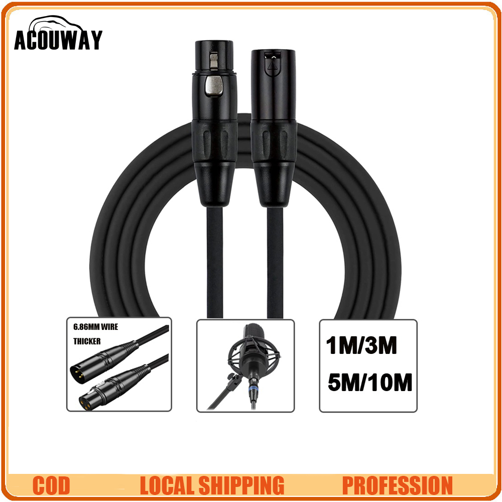 XLR ชายกับหญิงสายไมโครโฟนสายสัญญาณเสียง XLR M/F 3Pin สาย 1 M/3 M/5 M/10 M Cannon Aux สาย