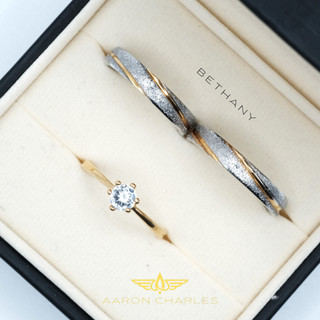 [AC] 3 in 1- Free Engraved Name Wedding Rings with Free Engagement Ring Set - Bethany ✨