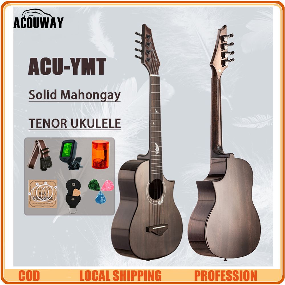 D'ADDARIO ACOUWAY 26 นิ้ว Cutaway Ukulele Tenor Ukelele 2A Solid Mahogany Top Glossy Finish DAddario