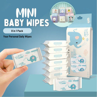 8 in1 Set Baby Wipes Mini wipe Easy to carry Outdoor Travel Size