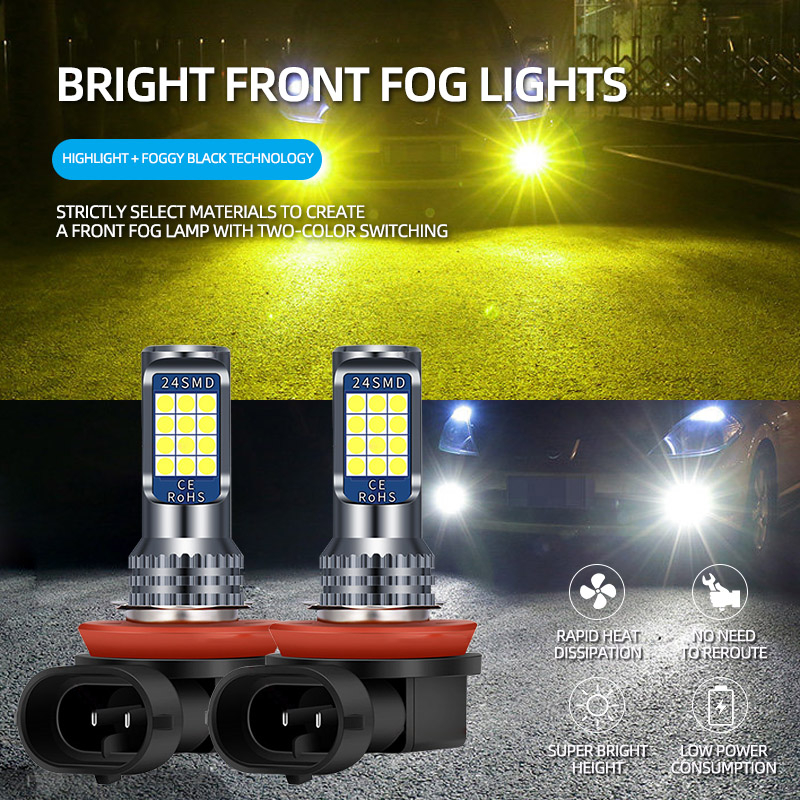 2 ชิ้นรถ Led หมอกโคมไฟ 24Led Dual สี H8 H11 H16 (JP) หลอดไฟ Led Super Bright รถหมอกไฟ