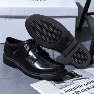 black leather shoes office school security guard shoes for men and women