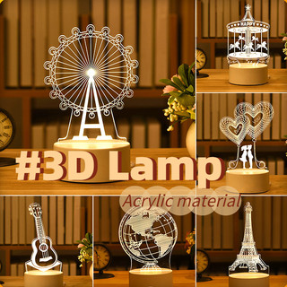 3D Cartoon Night Light Lamp LED Bedroom Besides Table Lamp Visualization Lamp Creative Birthday Gift