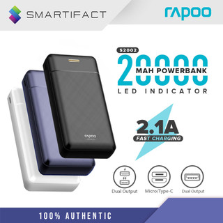 Rapoo S2002x 20000mAh Powerbank Lithium Polymer Dual Output Fast Charging High-Capacity Power Bank