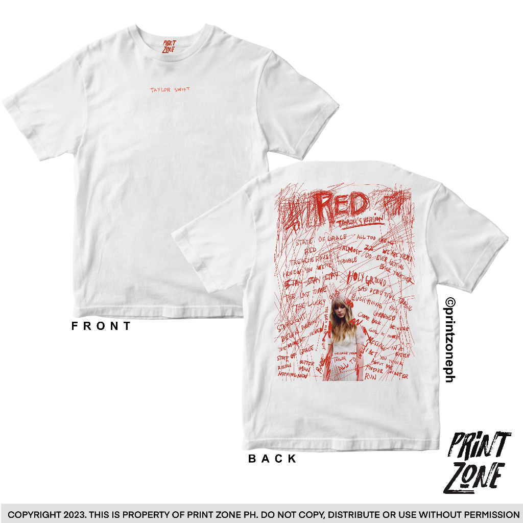 เสื้อยืดผู้ชายลาย Taylor Swift - อัลบัม Red (Taylor's Version) โดย Print Zone PH