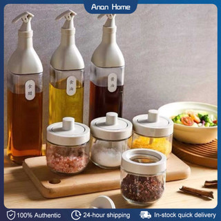 Glass Seasoning Spoon organizer Oil Pot Bottle condiments Dispenser Condiment Jar Container jar set