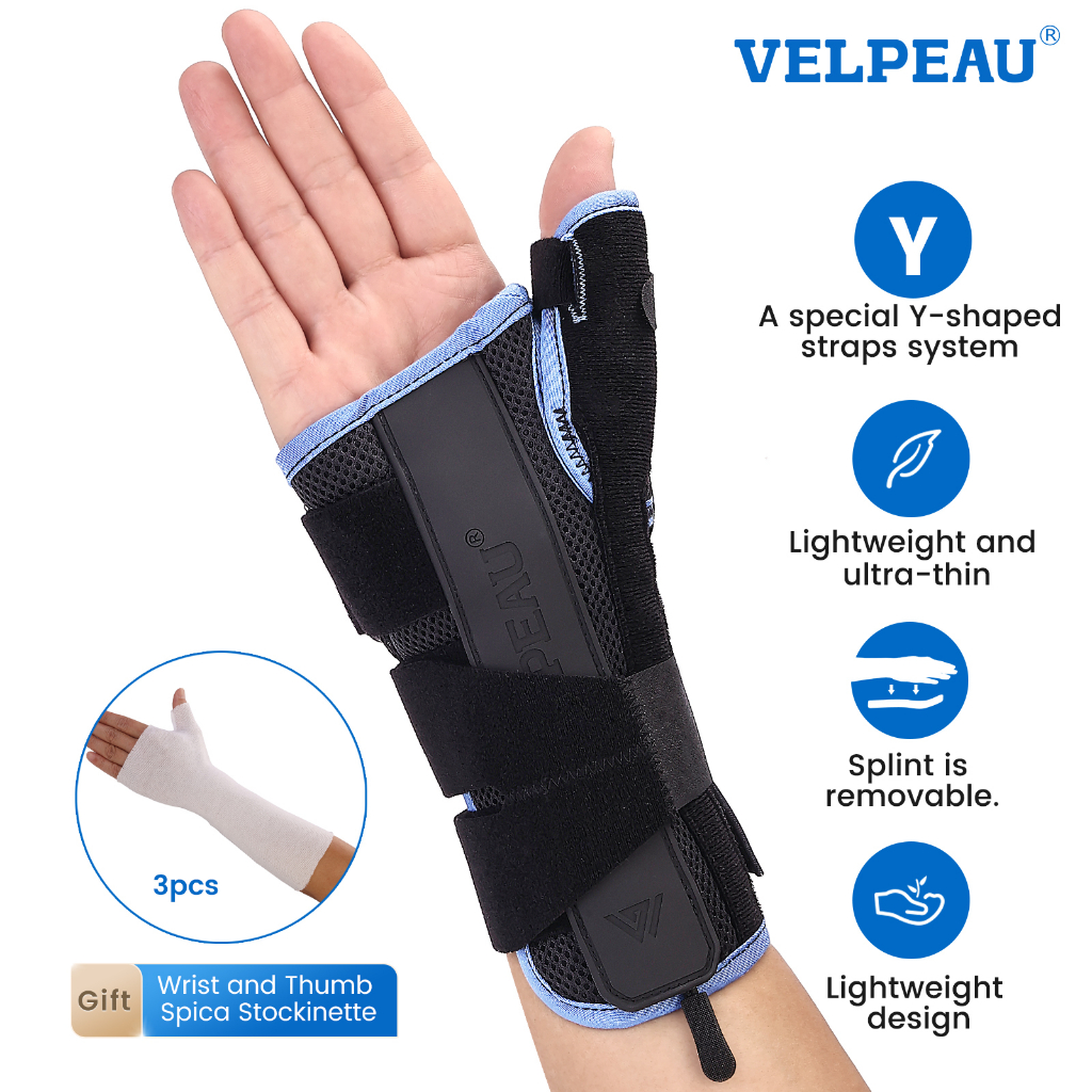 VELPEAU สายรัดข้อมือ Thumb Spica Splint Support สําหรับ Tenosynovitis ของ De Quervain, Carpal Tunnel Syndrorm, โคลงสําหรับโรคข้ออักเสบ, แพลง, กีฬาการบาดเจ็บบรรเทาอาการปวด