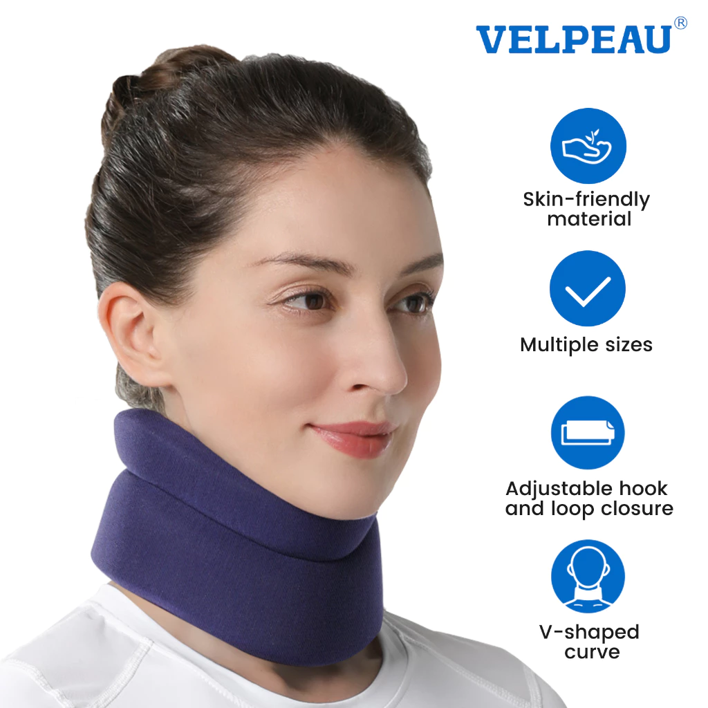VELPEAU รั้งคอสําหรับอาการปวดคอสนับสนุนคอปากมดลูกนุ่มสําหรับนอนหลับกระดูกสันหลัง Whiplash Wrap Aligns, Stabiliz & บรรเทาความดันในกระดูกสันหลังสําหรับผู้หญิงและผู้