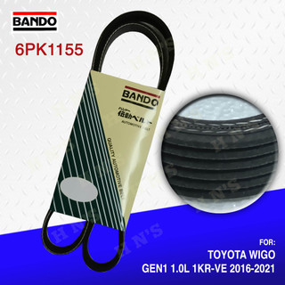 Bando Belt 6PK-1155 for Toyota Wigo 1.0L 1KR-VE ( 2013 - 2024 )