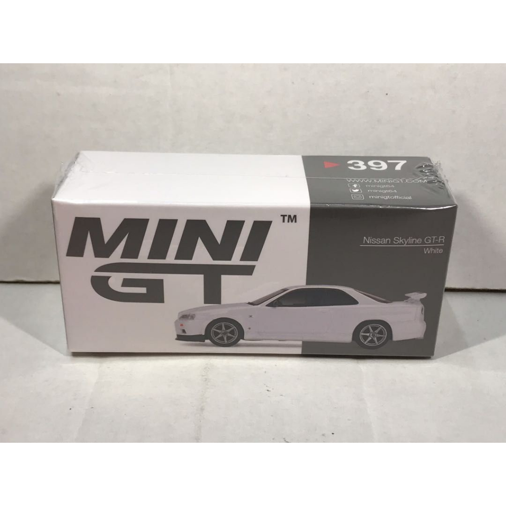 MINI GT 1:64 397 NISSAN SKYLINE GT-R (R34) V-SPEC N1 สีขาว RHD DIECAST SCALE รถโมเดล