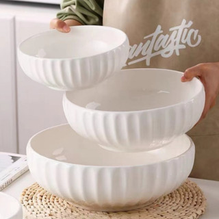 OFNATURE White Ceramic Serving Bowl 6. 8. 10. 12 inches Extra Large Porcelain Salad Mixing Bowl