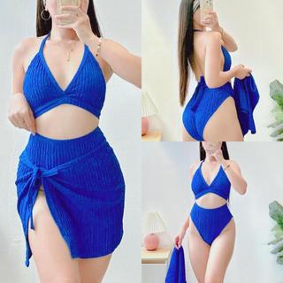 Summer Sexy Swimsuit 3in1 Terno Padded w/  Panty Cover Up   | DA&ABOUT THE FIT (coron)