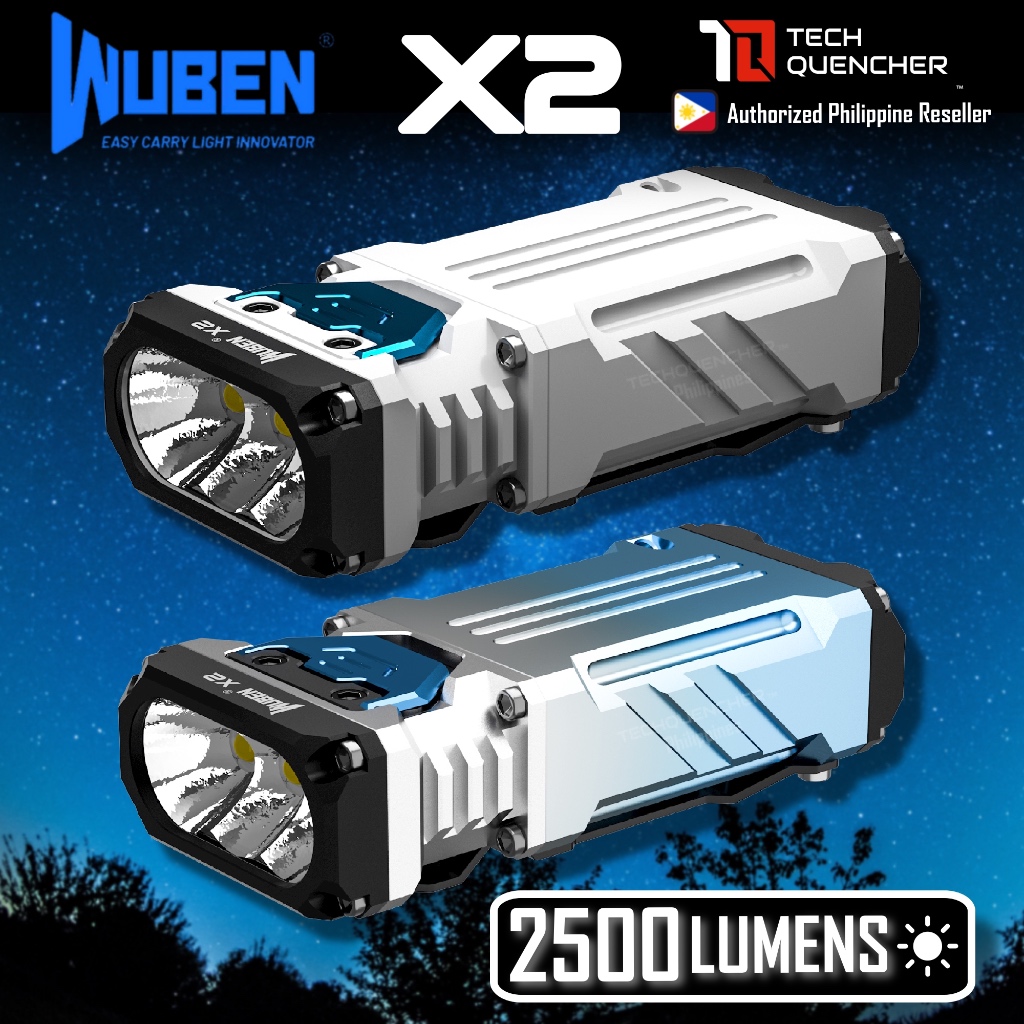 ไฟฉาย Wuben X2 - 2500 Lumens -146 เมตร - USB-C ชาร์จ 2000 mAh แบตเตอรี่ Li-Ion - IP68