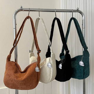 Mumu Japanese Corduroy Woman Sling Bag Zipper Simple Large Capacity Shoulder Bgas For Women 2066