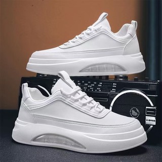Men Korean Style White Shoes Sale Original Leather Casual Sneakers Thick Sole Rubber Shoes For Men