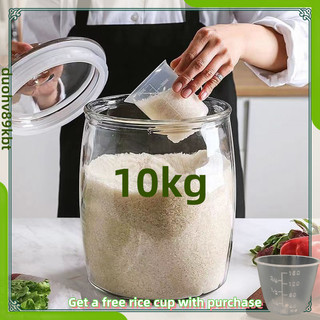 glass rice dispenser 10 kilos/10kg  rice storage container  airtight  large  jars container with lid