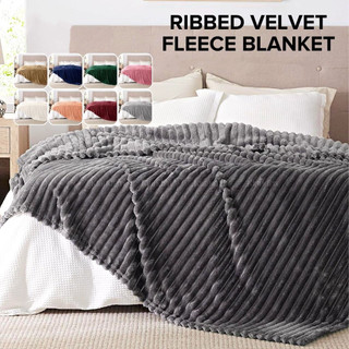 Thicker Queen Size Plain With Stripes Velvet Blanket Super Soft Fluffy comfortable（150x200cm）(180x20