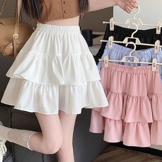 Women Cake Skirt Double Layered Pleated High Waisted Layered Dress Above The Knee