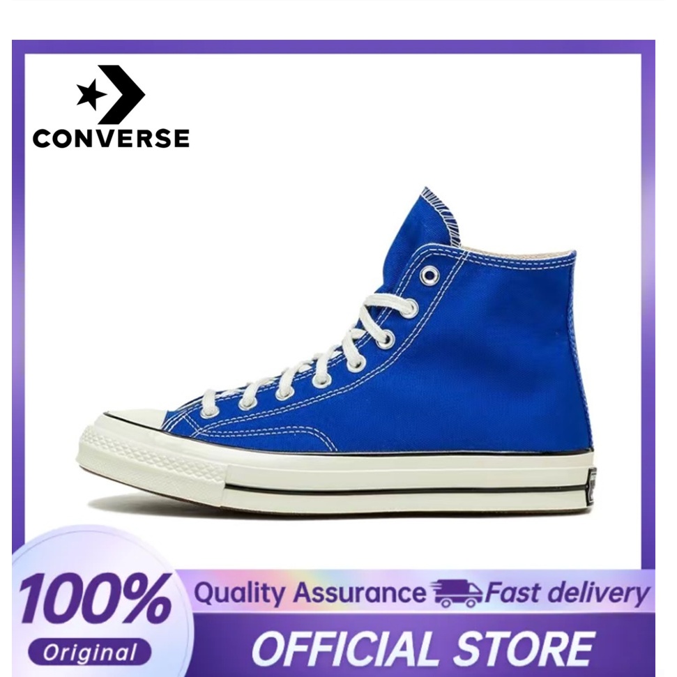 【100%Original】Converse Run Star Trainer Blue White High Top Sneakers Unisex 168509C