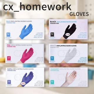 100PCS Disposable Vinyl Nitrile Blend Gloves (Blue/Black/Pink/White/Purple/Pvc)
