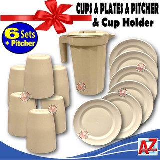 SUPER SULIT-(6 set)-Plastic Plates , Cups good for giveaway, gift set LOWEST PRICE