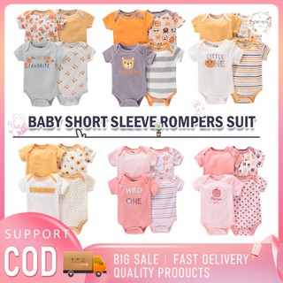 CICI Baby Cute 4pcs Set  Cotton Romper Bodysuits Onesie Boy Girl Clothes Set Newborn Outfit  0-12M
