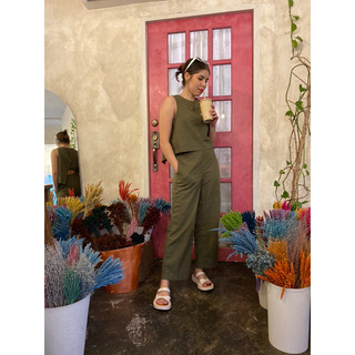 Linen Wide Leg Pants with Sleeveless Top (TALI COORDS)