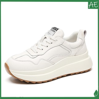 AE Thick soled casual shoes with genuine leather height increase women's small white shoes #957