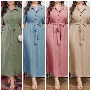 FZ elegant plus size plain maxi dress color button down maxi dress