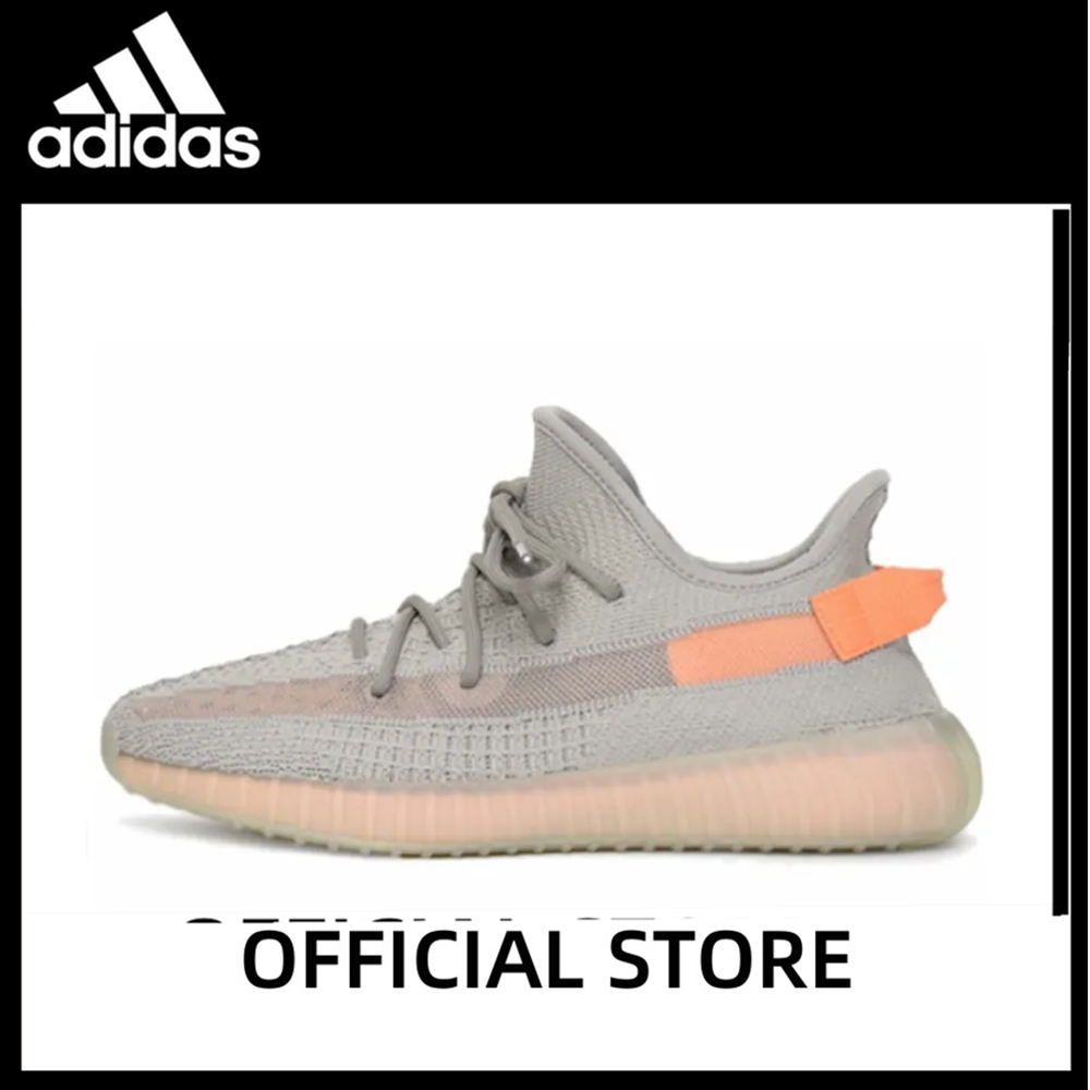 【Authentic】Adidas Originals Yeezy Boost 350 V2 Training Shoes Unisex White Grey Orange EG7492