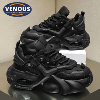 【Venous】Black Chunky Shoes for Men Original Casual Sneakers for Men Rubber Sports Men's Shoes