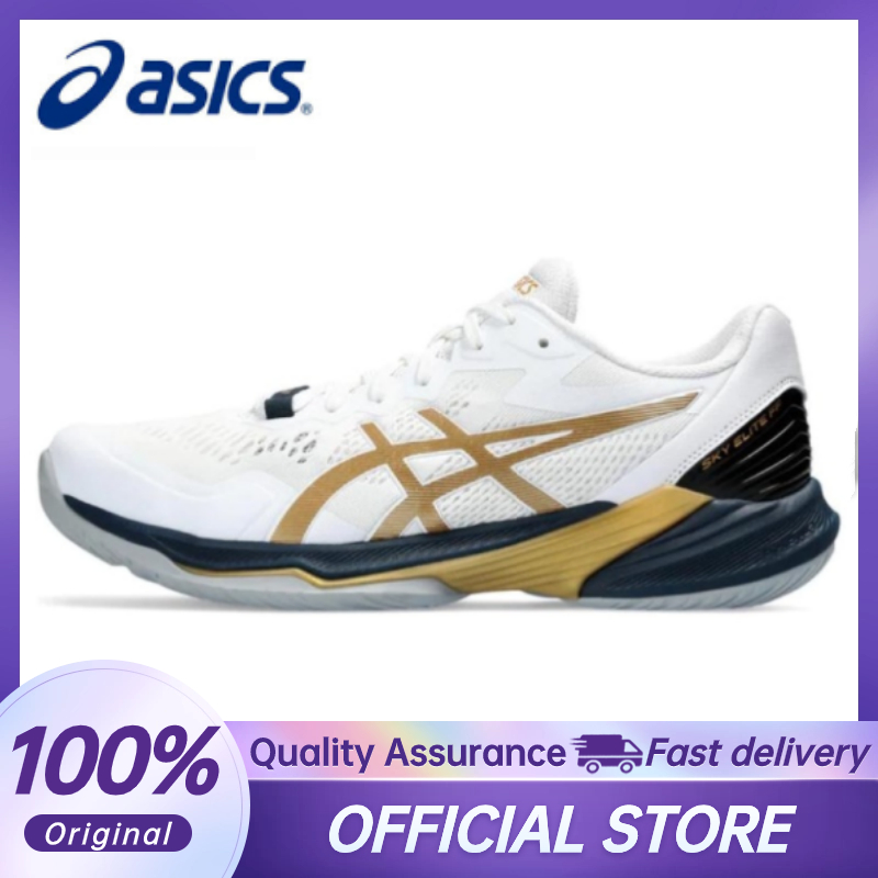 【100%Original】Asics FF White Gold Unisex Low-top Volleyball Shoes Sneakers