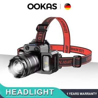 OOKAS Strong Headlight Flashlights Rechargeable Waterproof Telescopic Headlamp LED Flashlights Night